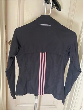 Adidas Black Athletic Jacket with Pink Logo with Reflective Accents size XS